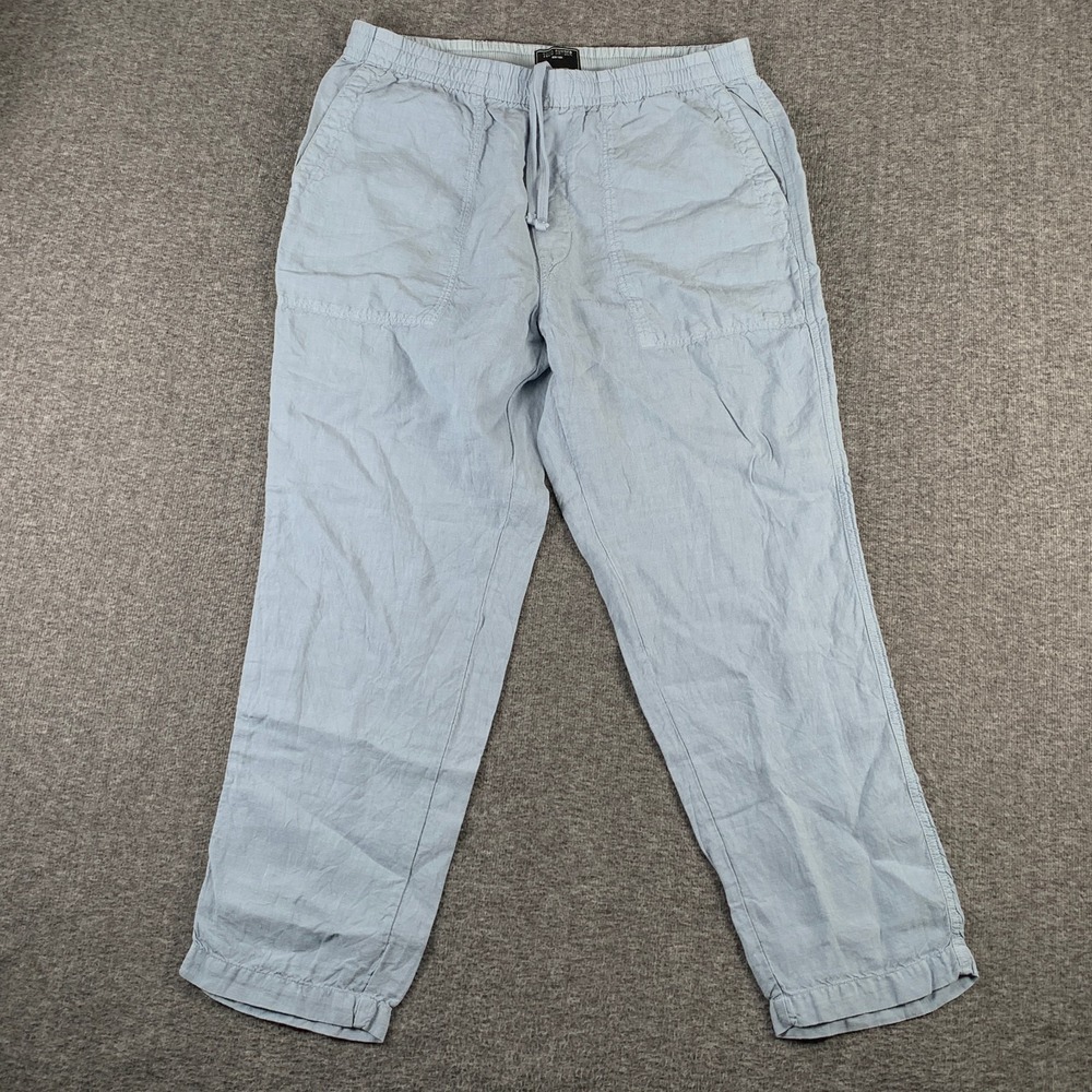 Todd Snyder Linen Pants Men Large Blue Stretch Pull On Drawstring Old Money